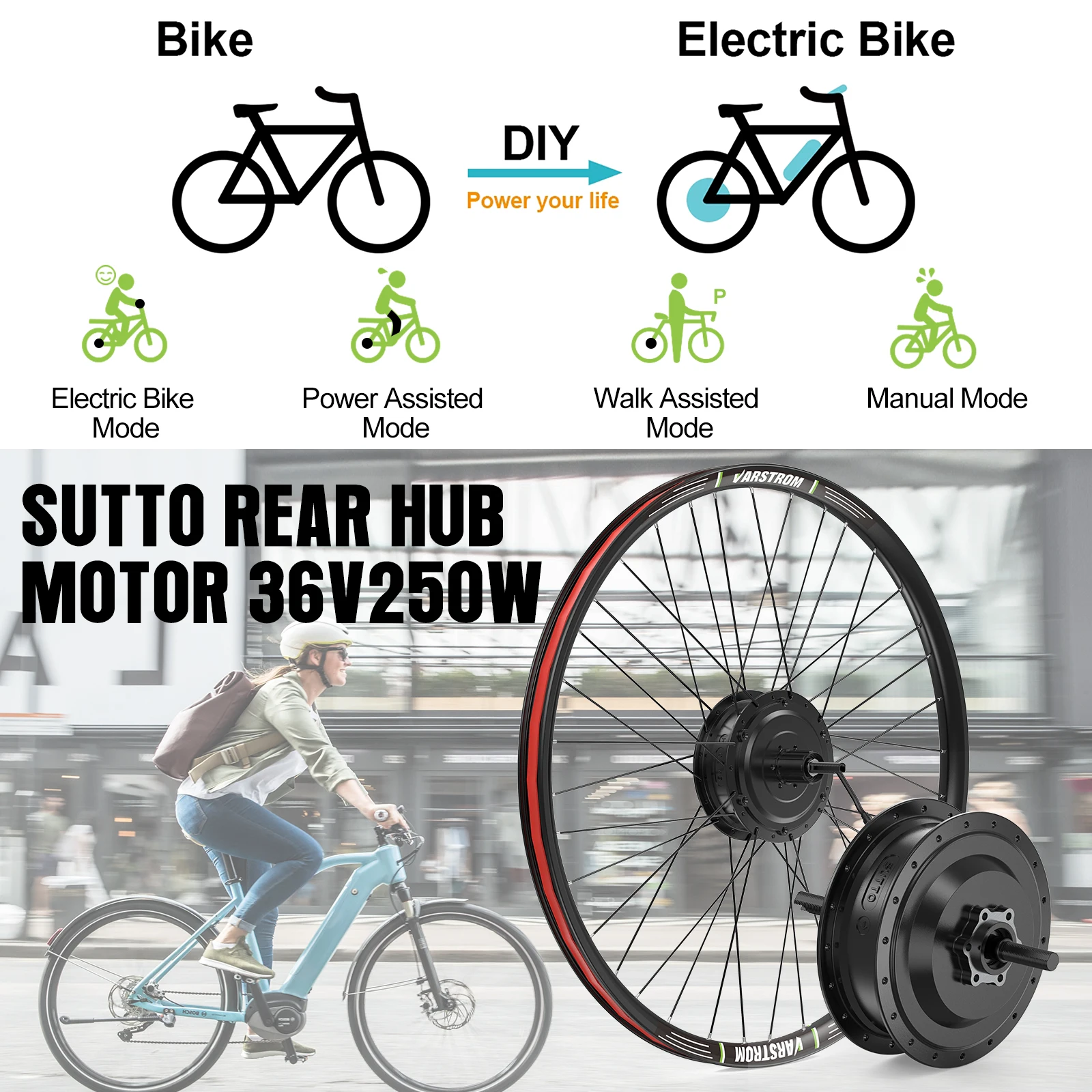 electric motor assisted bicycle kit Motors Day6 Bikes Transform your bike with HPCs hub motor conversion kitlightweight 24V 250W Electric Bicycle Motor