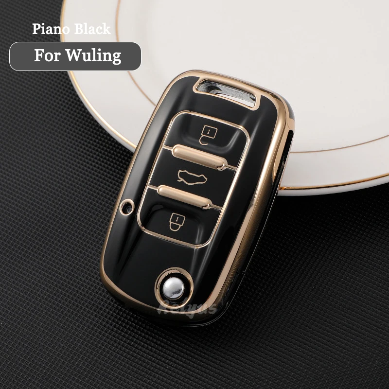 Plating TPU Car Key Case Cover For Wuling HongGuang Macro Light S1 Baojun 730 510 560 310 630 310W Shell Fob Auto Accessories