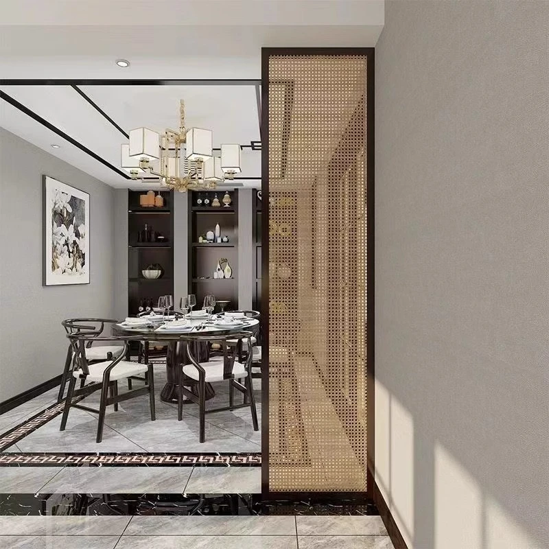 

New Chinese rattan screen partition living room folding mobile entrance bedroom hotel baffle simple entrance entrance