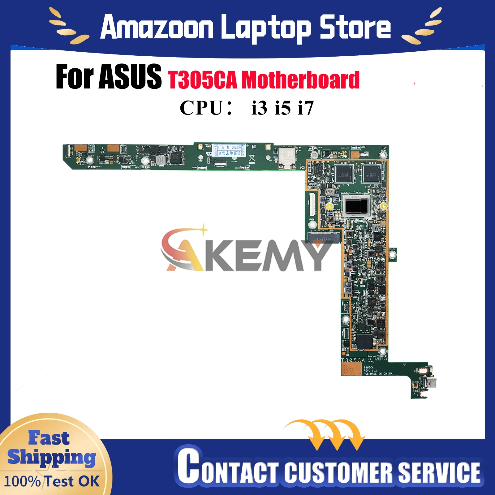 

T305CA Laptop Motherboard For ASUS Transformer T305CA T305C Notebook Mainboard With i3 i5 i7 CPU 100% tests OK fast shipping stk