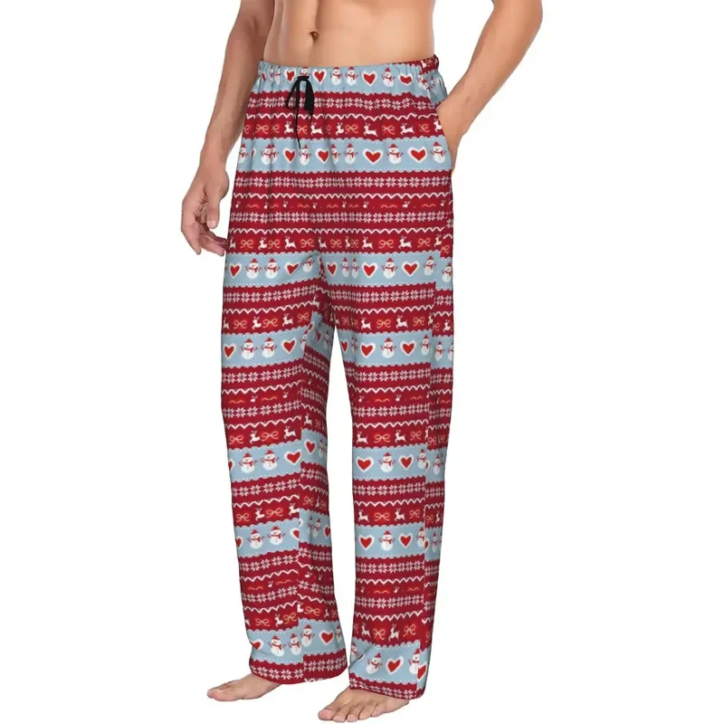 Men Christmas Tree Pajama Pants Adjustable Drawstring Sleepwear With Pockets Comfortable Loungewear Bottoms For Holiday Gift