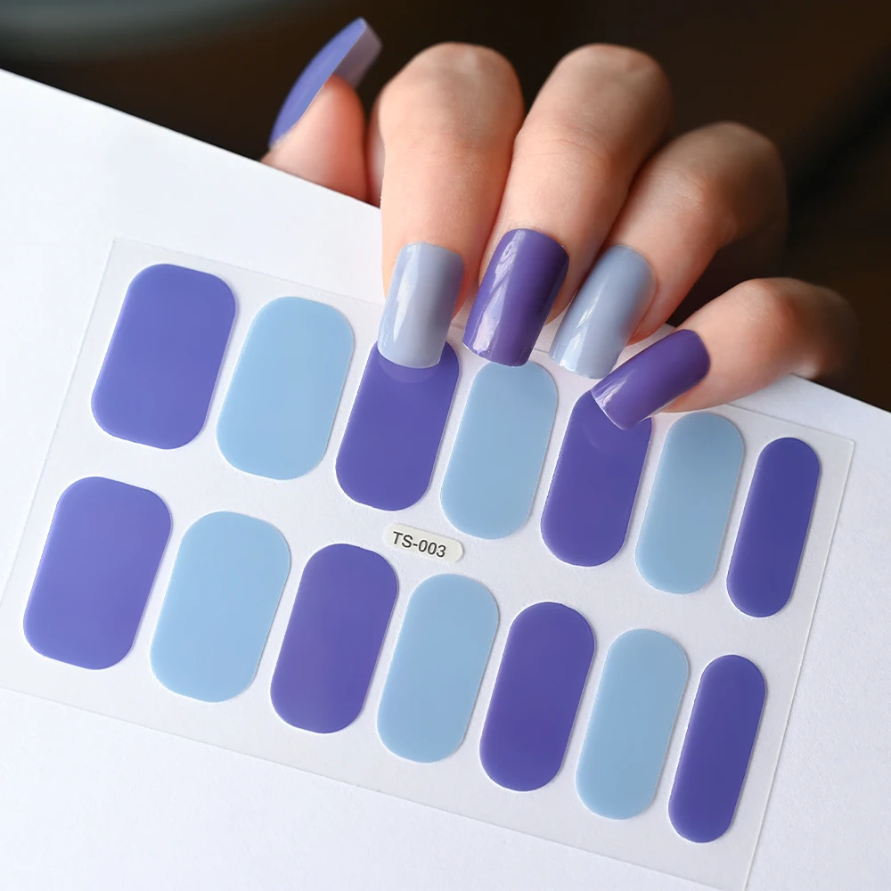 1PC Nail Full Wraps Real Nail Polish Stickers 14tips Self-Adhesive Gel Nail Strips Art Decals Non Semi-cured DIY Nail Decoration