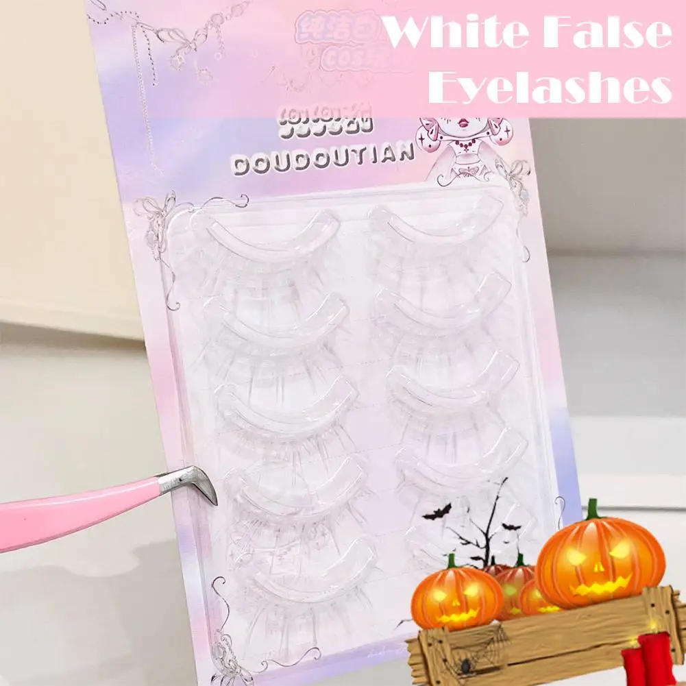 Cílios postiços quentes cosplay branco de uma peça cílios postiços naturais banda fina cílios postiços para ferramenta de maquiagem de beleza m0b9