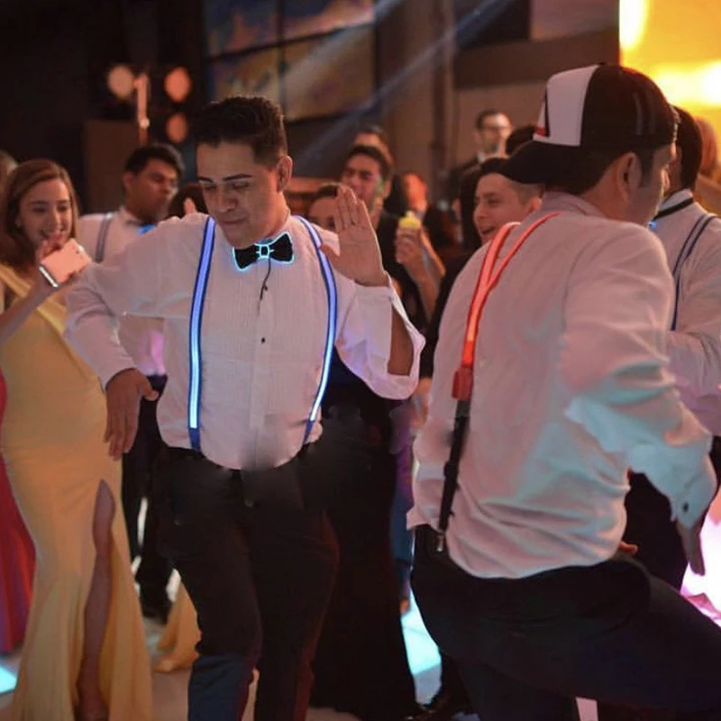 Męskie szelki Led Masquerade szelki Music Bar ślub występ na scenie rekwizyty prezenty na walentynki EL drut krawat na szyję