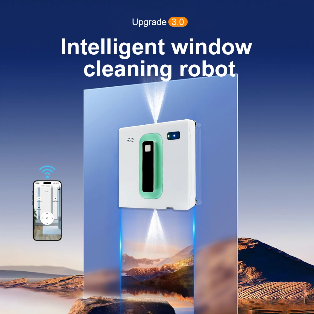PuRuiKai Robot Electric Automatic Window Cleaning Robotic Vacuum Cleaner with APP Remote Control, Two-Way Automatic Spray 2500PA