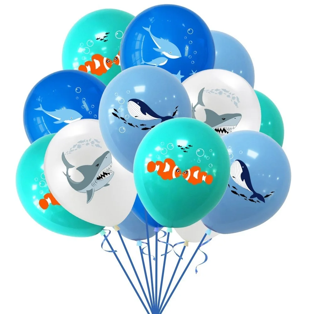 10/30 Stück Blaue Hai-Latexballons Geburtstagsparty-Deko Ozean-Hai-Ballons Geburtstagsdekoration für Kinder Baby-Shower Partyzubehör – Detail 1