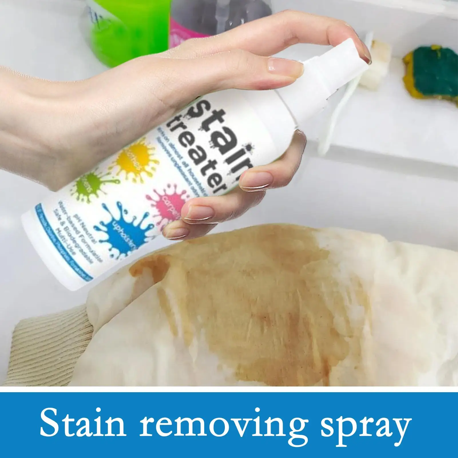 Spray anti-taches pour tissu à lessive, 120ml, nettoyant à l'huile de graisse tenace pour tissu, pour voyage, maison, dortoir