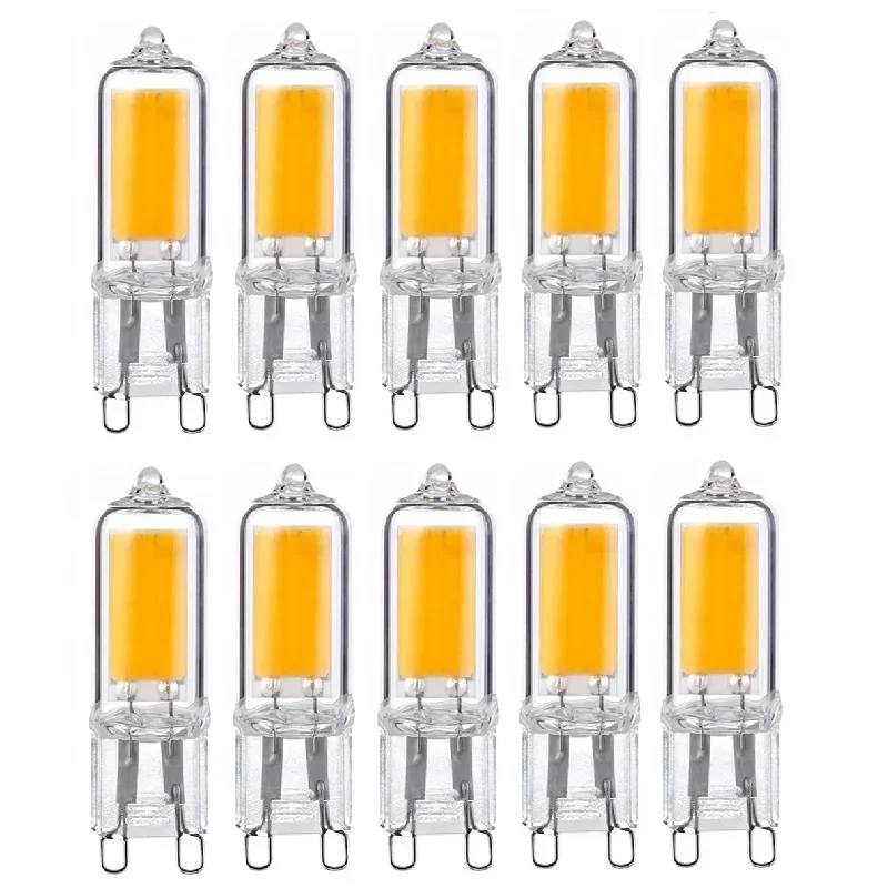 

10X Brightest G9 cob LED Lamp AC220V 6W 9W 12W 15W glass LED Bulb Warm/Cool White Spotlight replace 50w 70w Halogen light