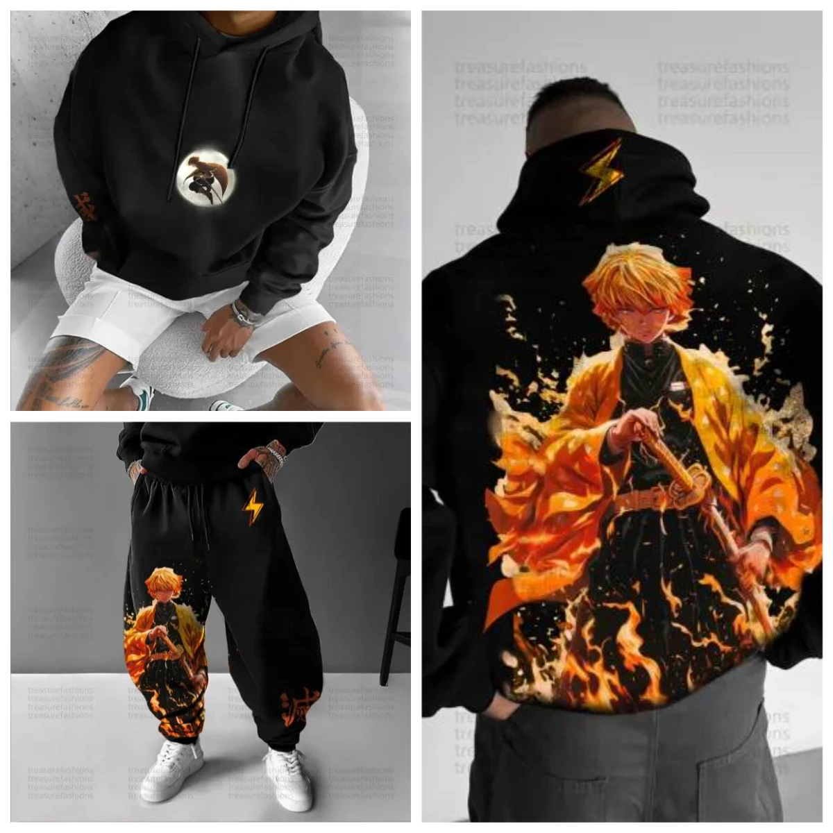 بانداي شيطان القاتل طباعة هوديي القطن الصوف رجل ضيق صالح المرأة ملابس رياضية Kimetsu No Yaiba نمط تصميم #1