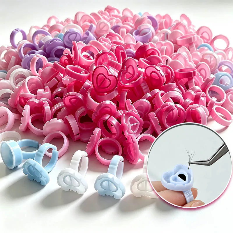 100/300/500Pcs Disposable Eyelash Extension Glue Fan Cup Rings Holder Refill Makeup Tools Tattoo Pigment Lash Supplies Container
