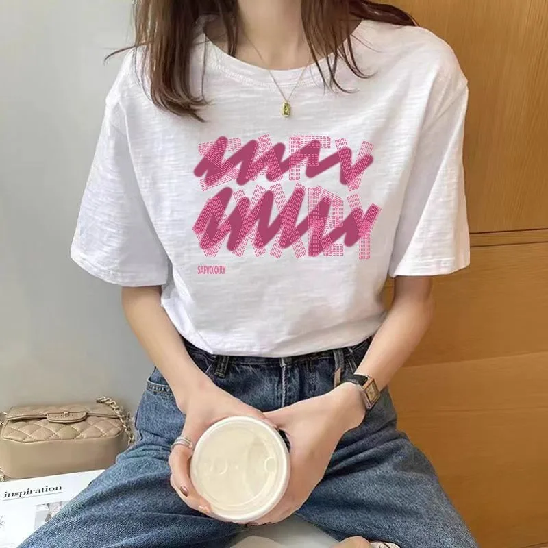

Women's Bamboo Cotton Loose Short Sleeve T-Shirt Casual Graphic Print Tee