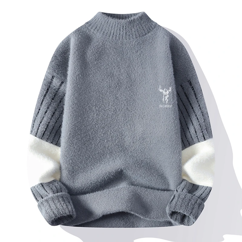 Herren Herbst Winter Lange Ärmel Strickpullover Rundhals Jacquard Cartoon Muster Pullover Freizeit Mode Trend Herrenbekleidung