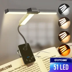 51 LED New Tri-Head Clip Book Light 4 Colors 1000mAh USB Rechargeable Bedroom Eye Protect Reading Night Lights Table Books Lamp