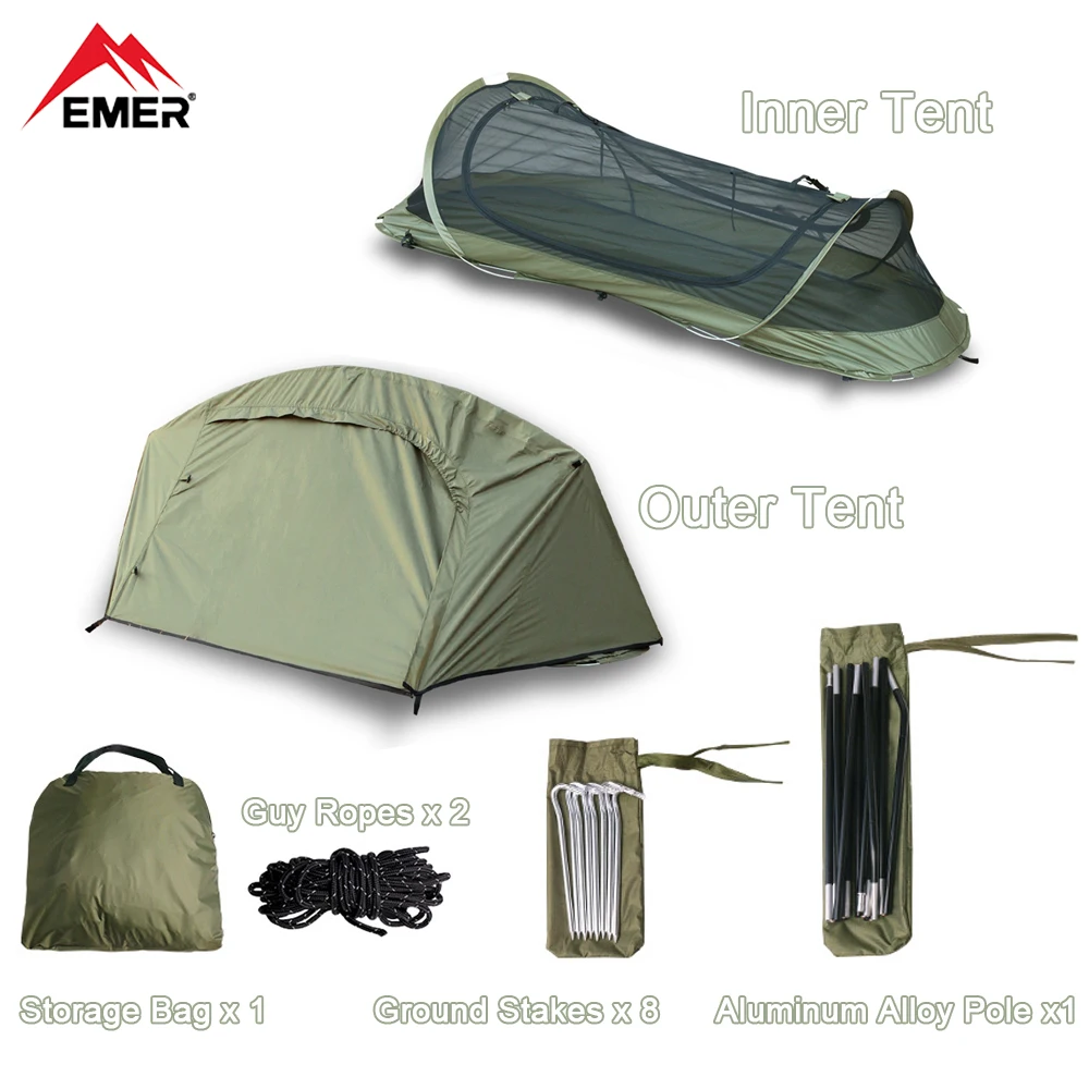 

EMER Outdoor Single-Person Lightweight Tent Tactical Shelter Marching Bed Mosquito Net Anti-Mosquito Waterproof Field Camping