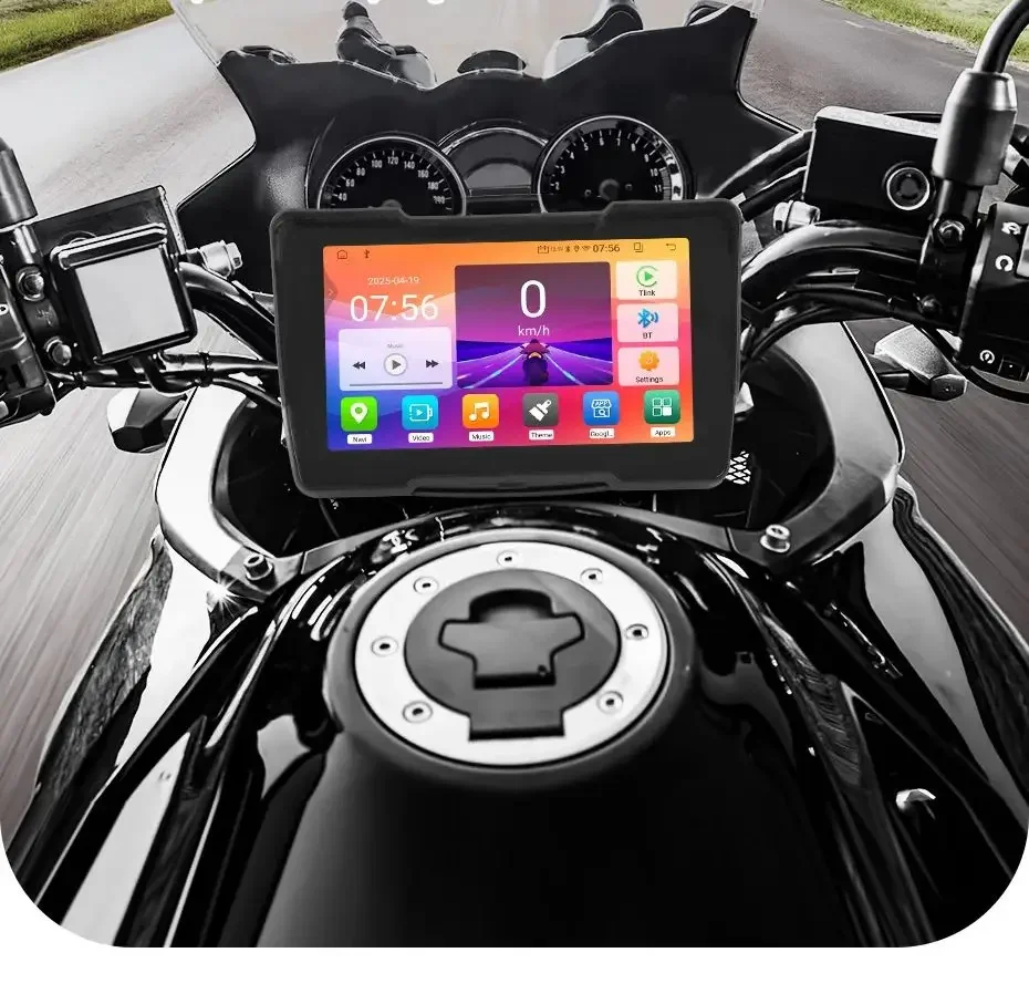 

TomoStrong 7" IPX7 Waterproof Motorcycle Navigation GPS DVR Android Auto Carplay Screen for Moto Cameras Video Recorder Monitor