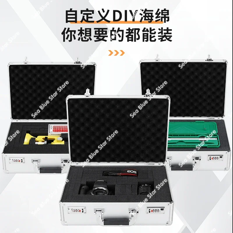 DIY Toolbox Aluminum Alloy Multifunctional Suitcase Hardware Equipment Instrument Box Insurance Storage Aluminum Box Household