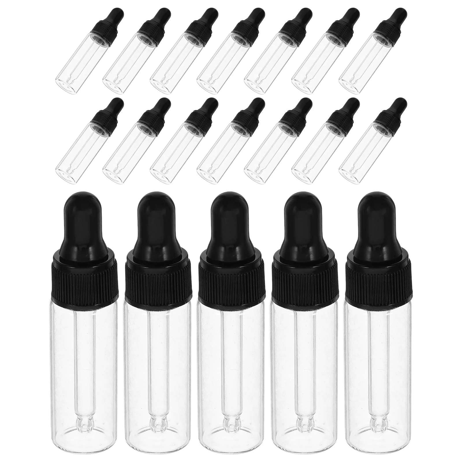

20Pcs Transparent Mini Dropper Bottles Leakproof 5ml for Travel Sample Storage Essential Oils Perfume Serum Tiny Glass Bottles