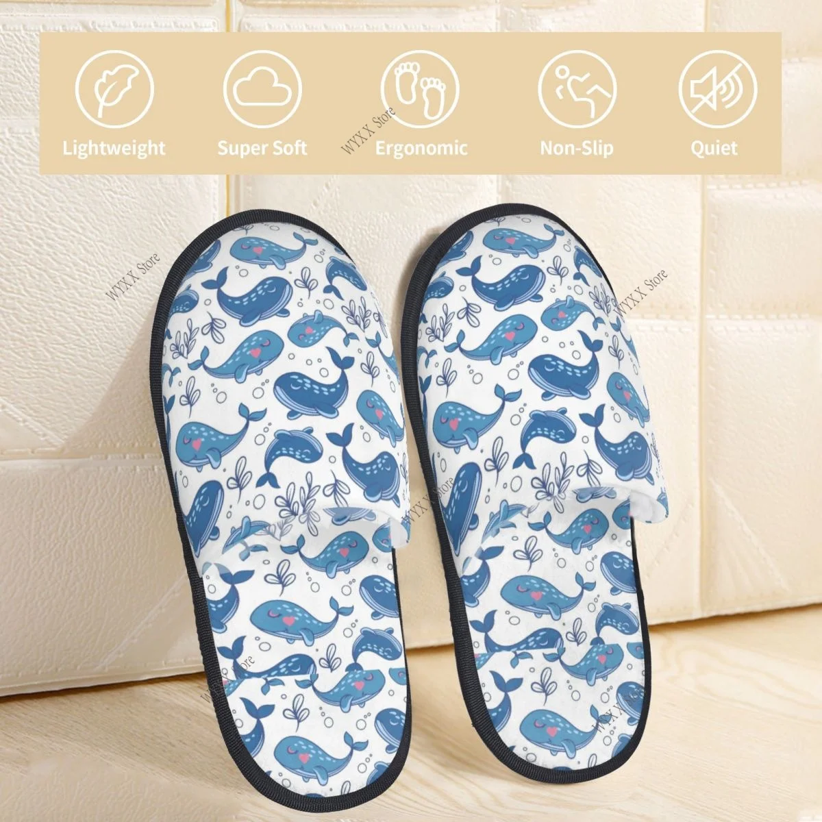 شباشب دولفين هوم شتوية دافئة من القطيفة لفصل الشتاء الناعم #4