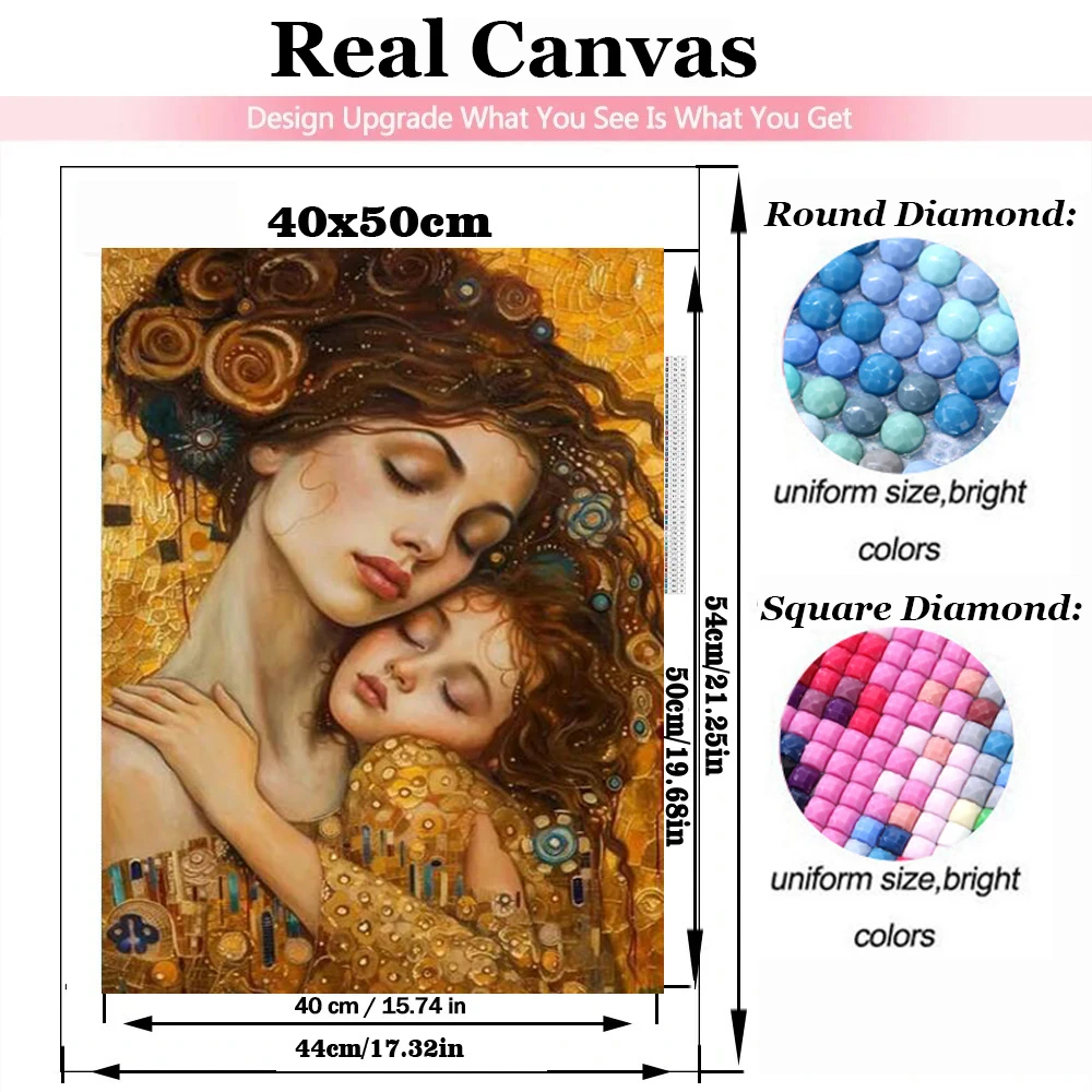 Gustav Klimt Mom And Baby Diamond Painting Diy Full Square Round Sexy Lover Diamond Mosaic Famous Painting Jewelry cross stitch