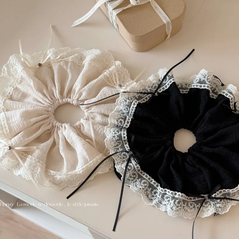 

Rhinestone bow lace large intestine hair band sweet fabric tie ponytail hair rope fashion headrope hair accessories new