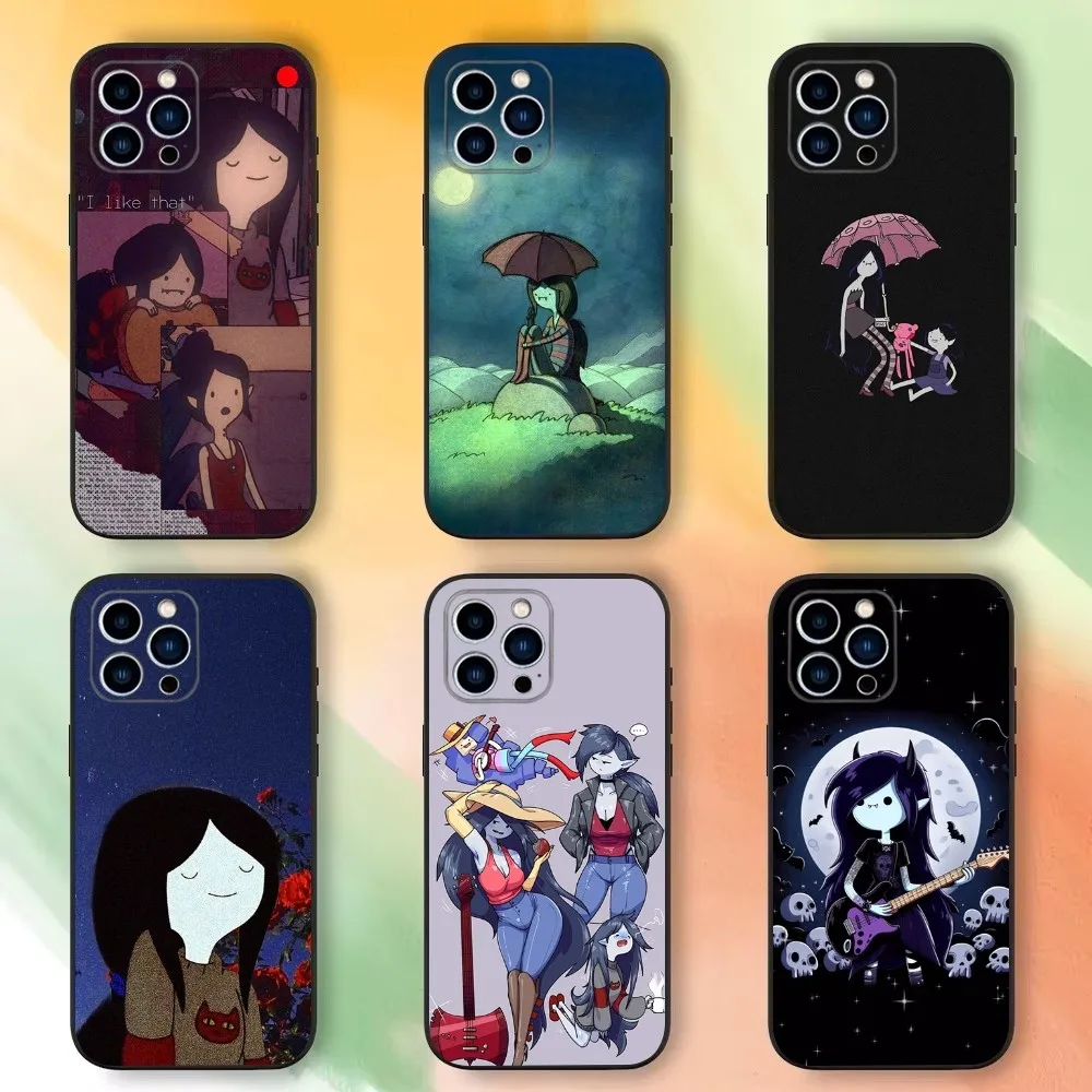 AdventureS Time M-Marceline Phone Case For iPhone 16,15,14,13,12,11 Plus,Pro Max,XS,X,XR,SE,Mini,8,7，Soft Silicone Black Cover