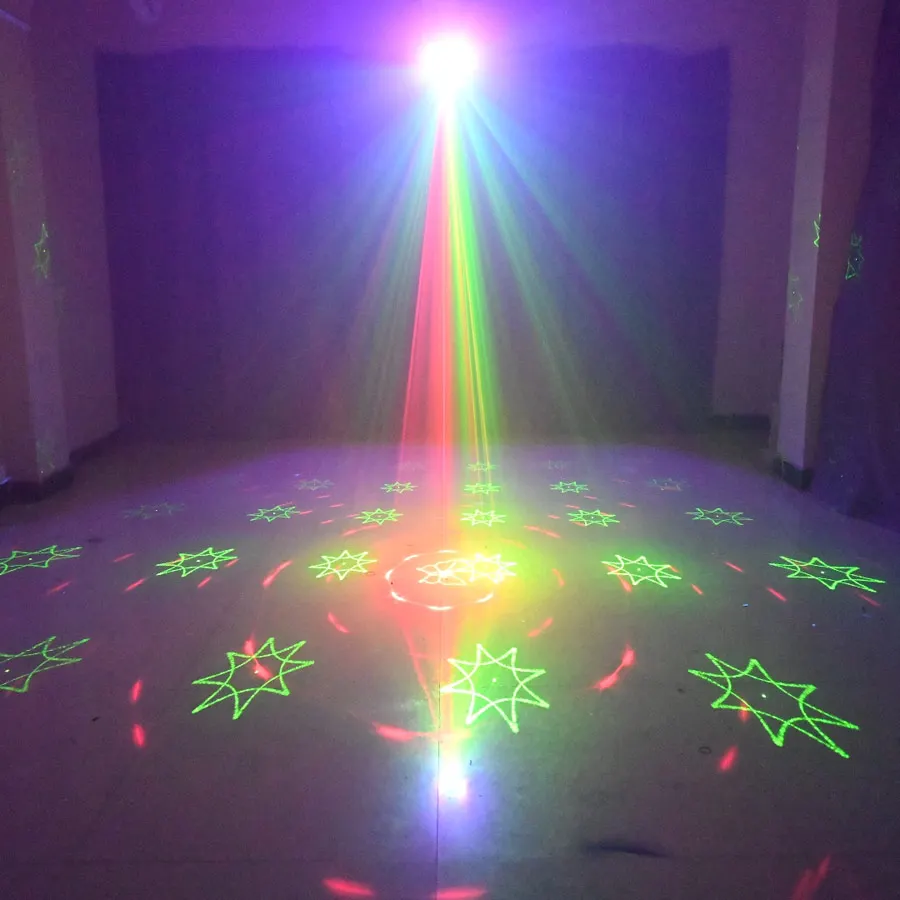 6IN1 RGB Aurora Lamp Strobe UV DJ Disco Dance Light KTX RG Laser 60 Patterns Projector Dyed Stage Lighting DMX KTV Party X604