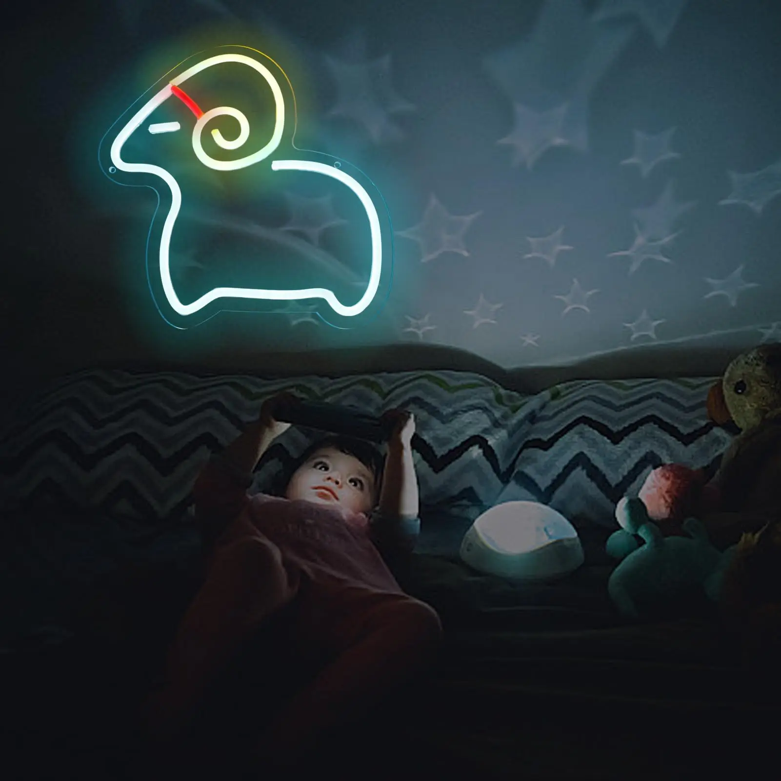 Goat Neon Sign, Suitable for Farm Theme, Children's Room or Personalized Space, USB Powered, with Dimmable Switch
