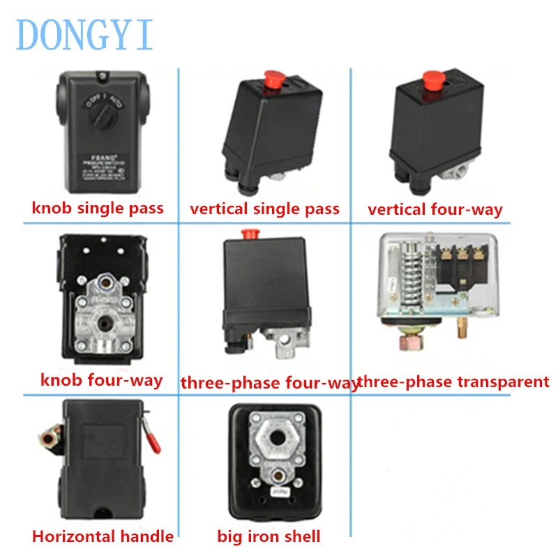 Air Compressor Pump Pressure Control Switch Knob Vertical Single Hole Four Holes Horizontal Handle Big Iron Shell