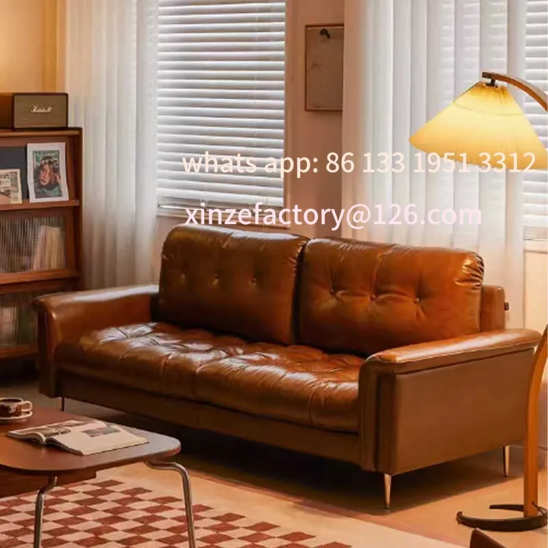 

Customizable American leather sofa living room 2024 new new Chinese three-person straight row sofa first layer cowhide