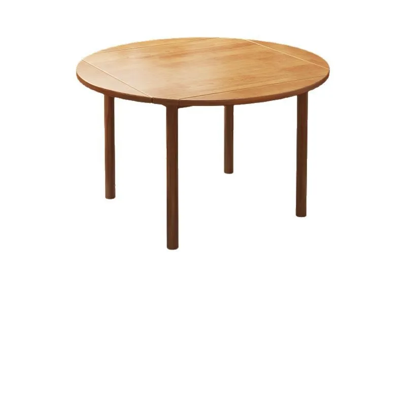 

Square table to round table full solid wood folding small household square multi- functional telescopic dining table