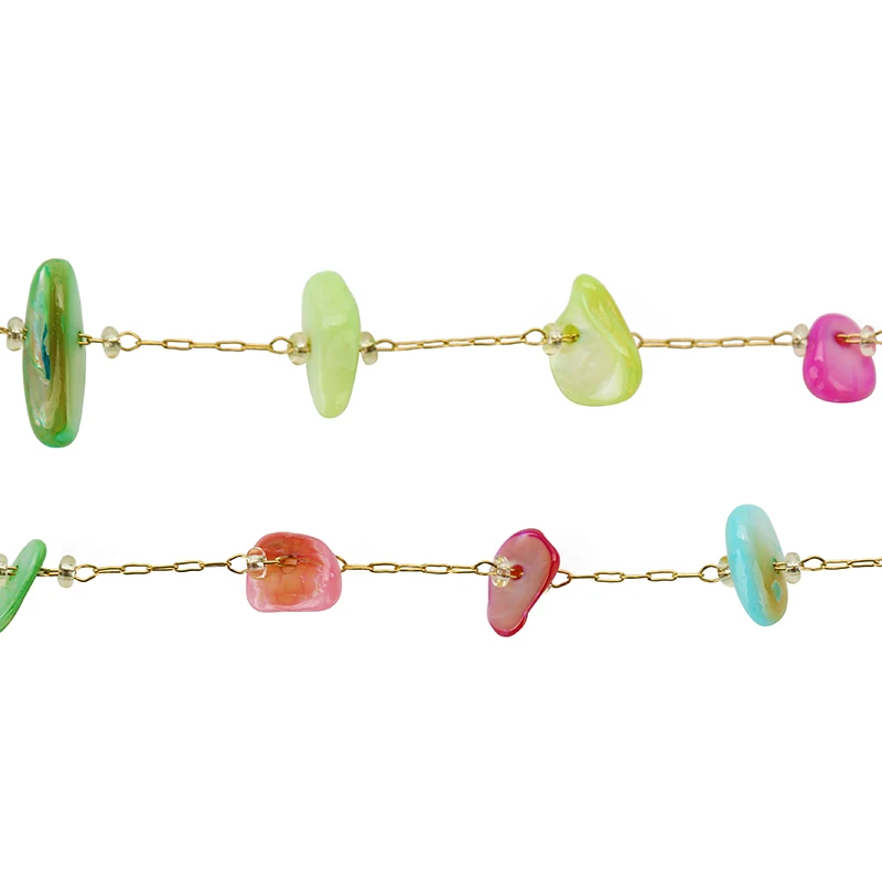 1 Meter Natural Stone Chains Gold Plated Stainless Steel Roll Chain for DIY Necklace Bracelet  Jewelry Making Fingdings
