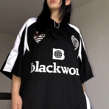 ADAGirl 여성용 야구 레터 프린트 티셔츠, 미국 레트로 하이 스트리트 티, 빈티지 긴팔, 힙합 스포츠 탑, 블로코어 신제품