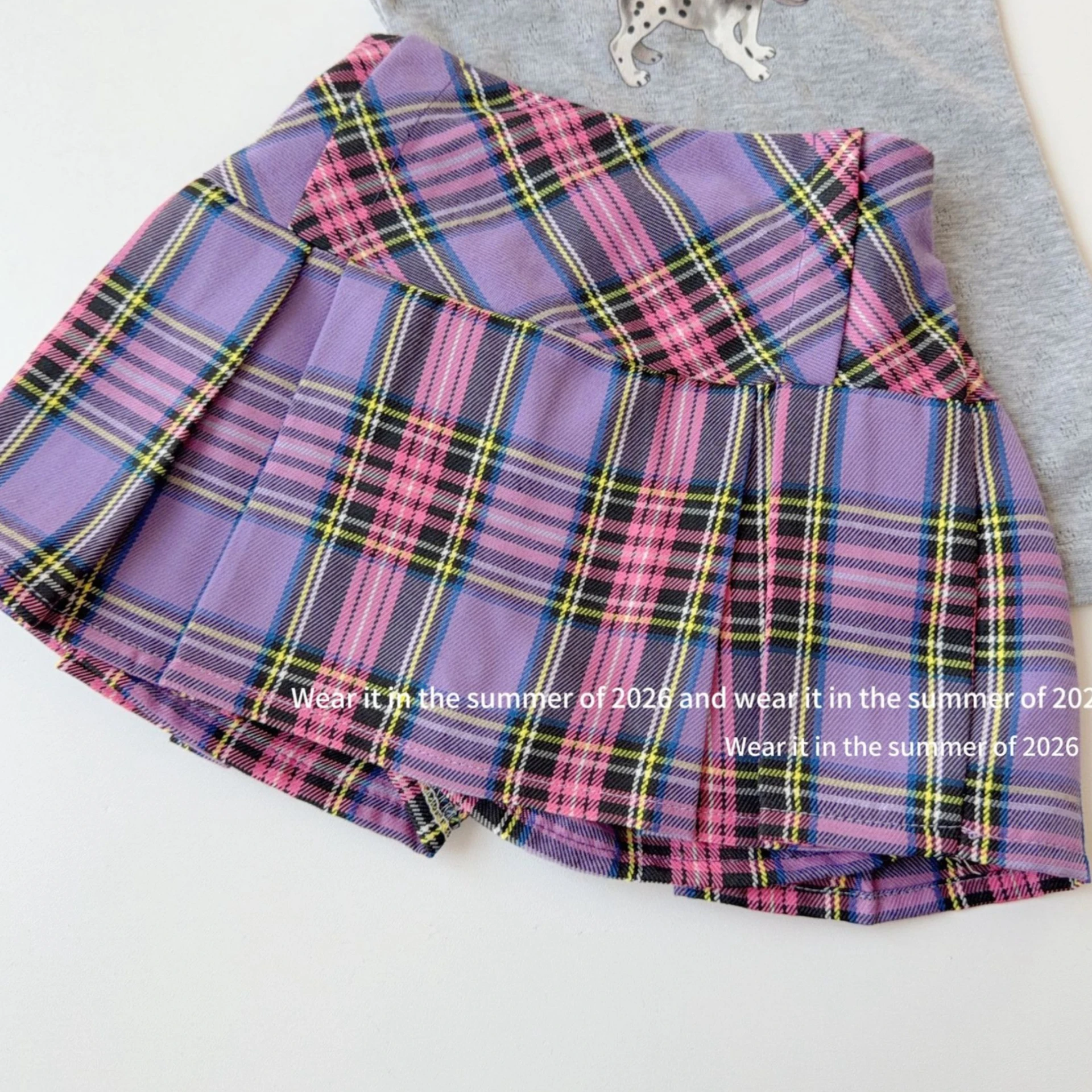 Saia para Meninas 2026, Nova Coleção Primavera e Verão, Roupas Infantis Estilo Coreano, Saia de Xadrez Retro para Meninas