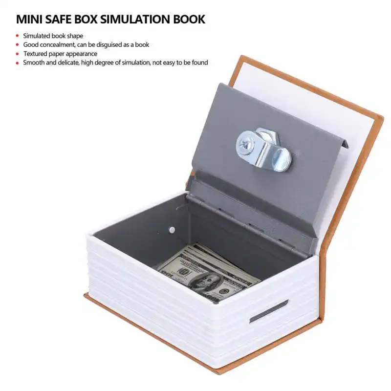 Mini Safe Box Simulation Book Security Money Jewelry Box with Lock Keys for Home Office storing money, , jewelry Mirrior Miror