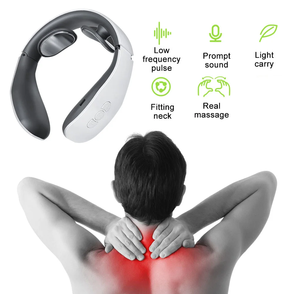 Masajeador eléctrico de pulso para cuello y hombros, máquina para aliviar el dolor, calor ajustable, vértebra Cervical, relajación, 4 modos, 15