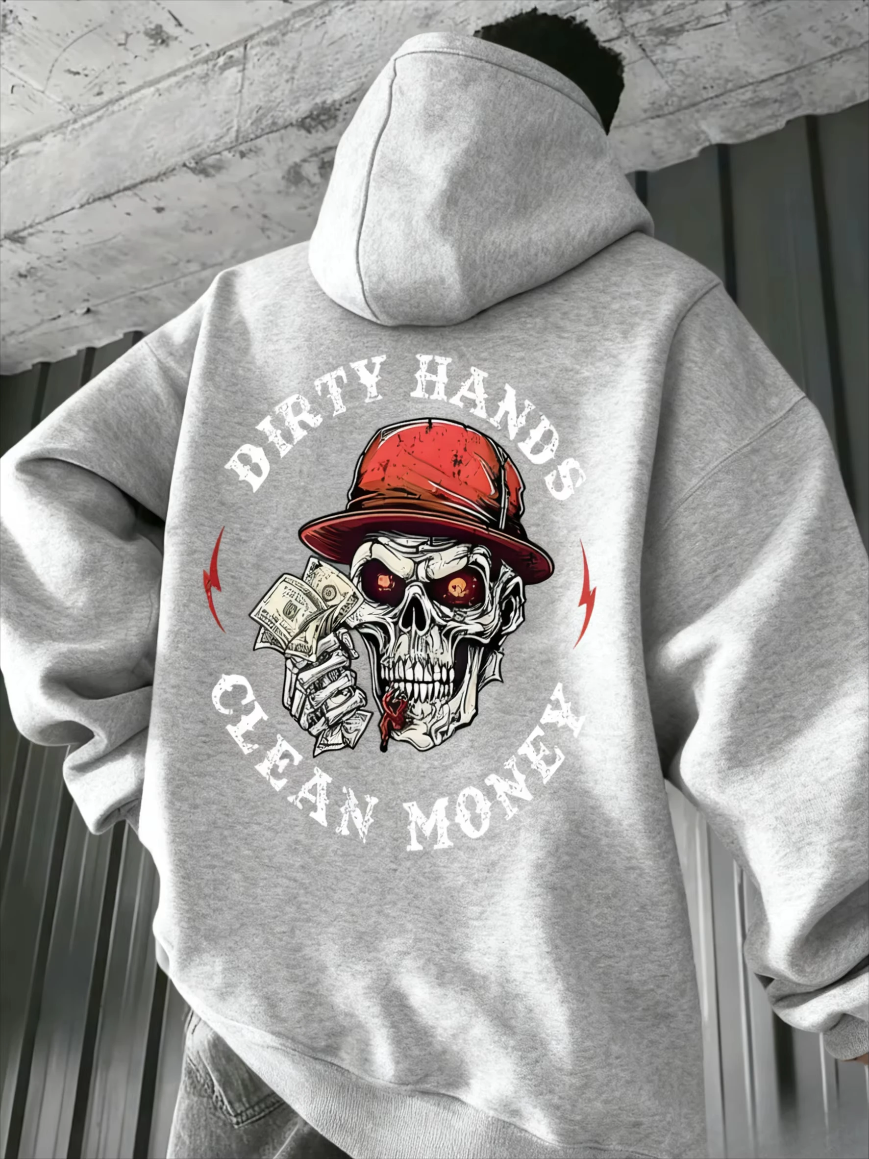 

Осень и зима 2022, новая коллекция, мужская готическая толстовка с капюшоном с рисунком «Брязные руки, чистые деньги», байкерский жнец