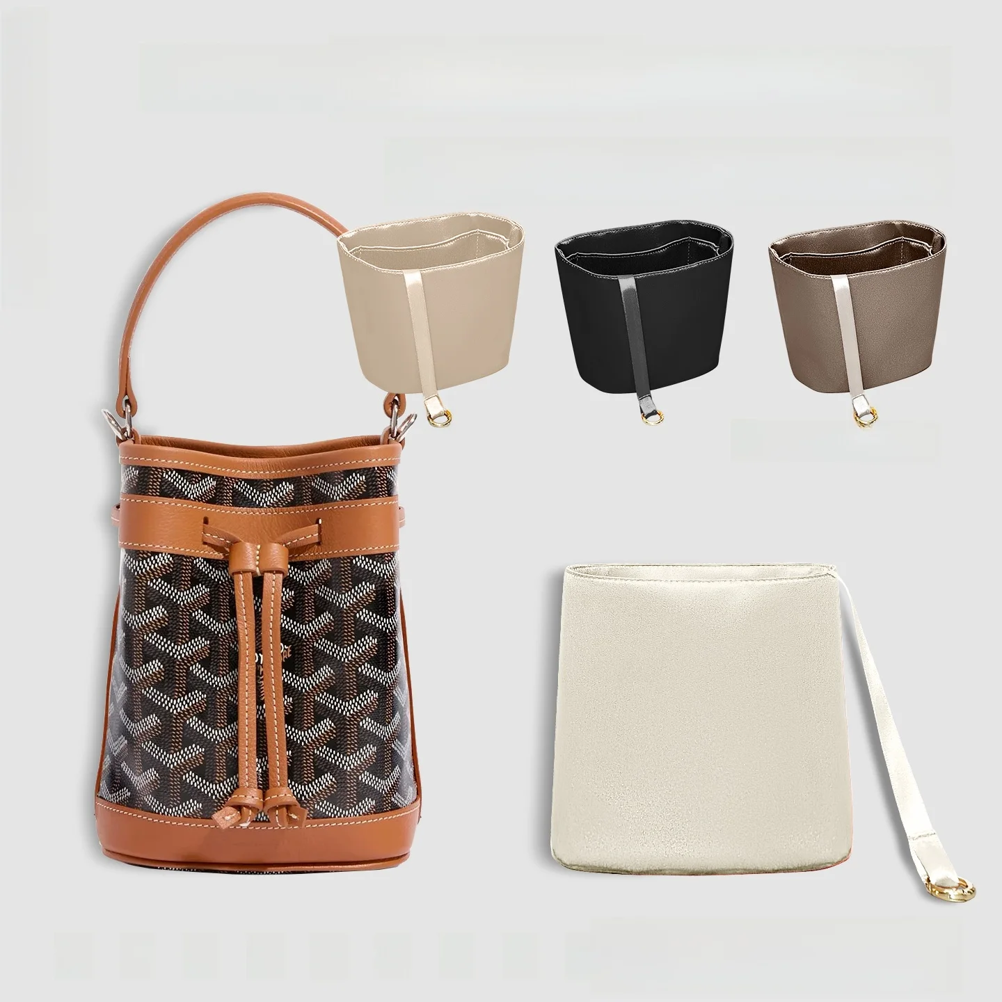 

Ultra-light Buet Bag Inner Liner Dog Tooth ape Storage Bag for Women Simple Sle Silk Material Pure Color Pattern