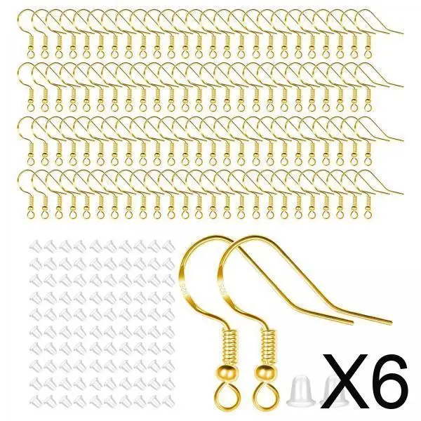 

Гипоаллергенные крючки для серег из золотистого сплава с прозрачными силиконовыми заглушками, набор для самостоятельного изготовления и ремонта ювелирных изделий