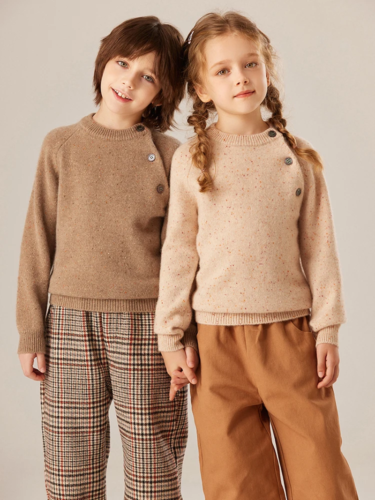 

ADDONEE Children's 100% Cashmere Sweater Mock Neck Long Sleeve Pullover Autumn Winter Thick Soft Cashmere Knit Clothes For Kids