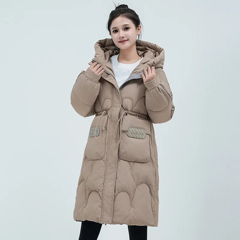 

Women's Plus Size Warm Cotton Jacket Winter Versatile Fashionable Simple Mid-length Thickened Coat Zipper Pockets Outwear