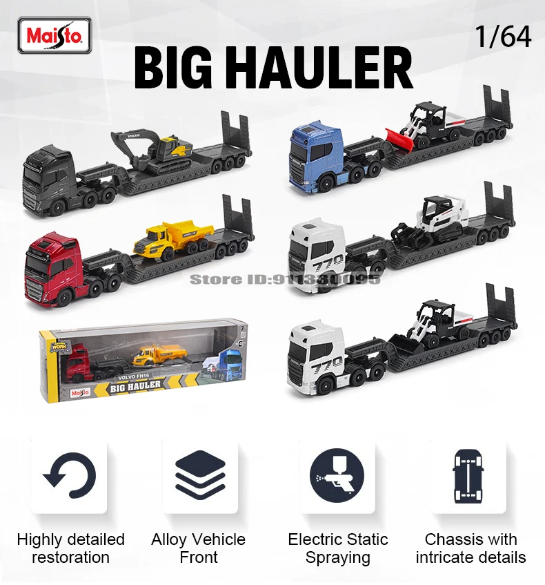 Maisto 1:64 SCANIA 770 S Volvo Gabelstapler Transportfahrzeug Bagger Druckguss Präzisionsmodellauto Modellsammlung Geschenk – Detail 1