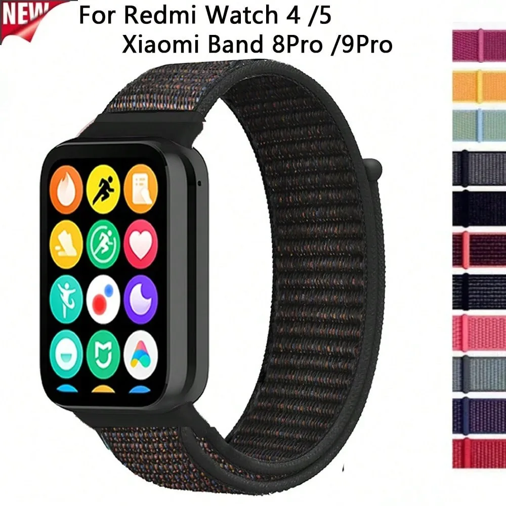 Nylon-Schlaufenarmband für Redmi Watch 5 4 /Xiaomi Mi Band 8 Pro 9 Pro, weiches, langlebiges, verstellbares Ersatzarmband-Zubehör