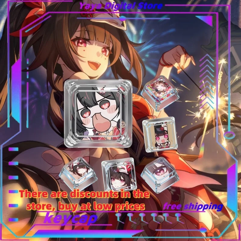 

1 Pcs Honkai: Star Rail Theme Keycaps Single Firework Transparent Mechanical Keyboard Keycap Cartoon Gaming Collection Gift