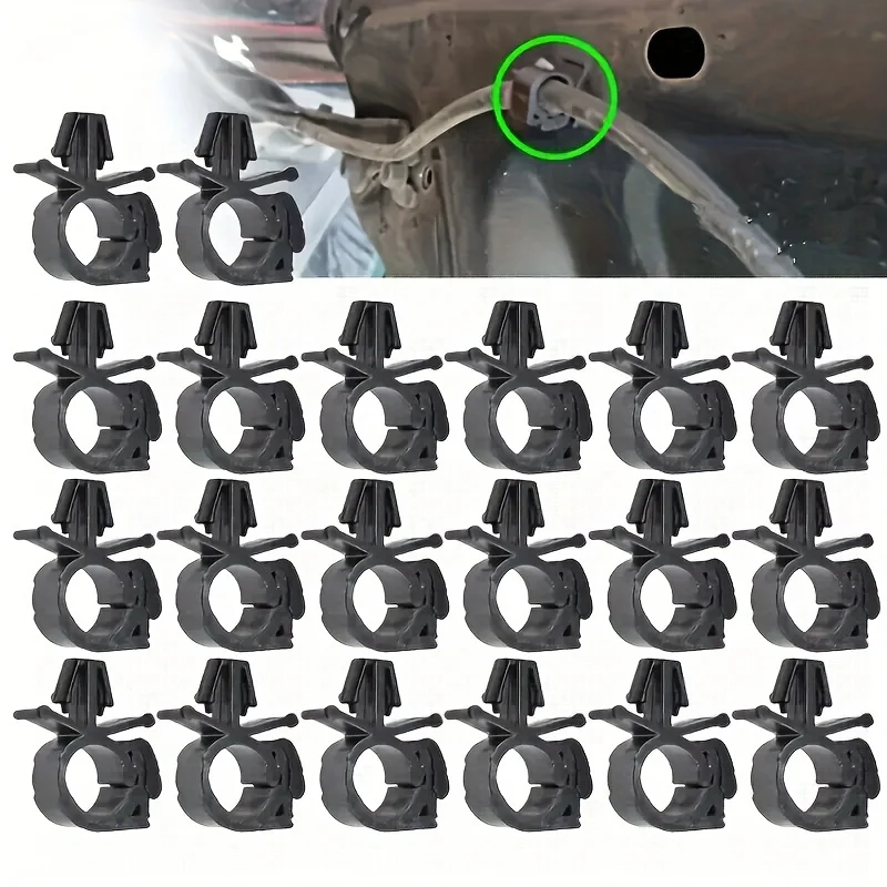 10pcs Black Plastic Automotive Wire Harness Fasteners - Secure Fixation Clamps with Cable Tie for Bellows, Tubing