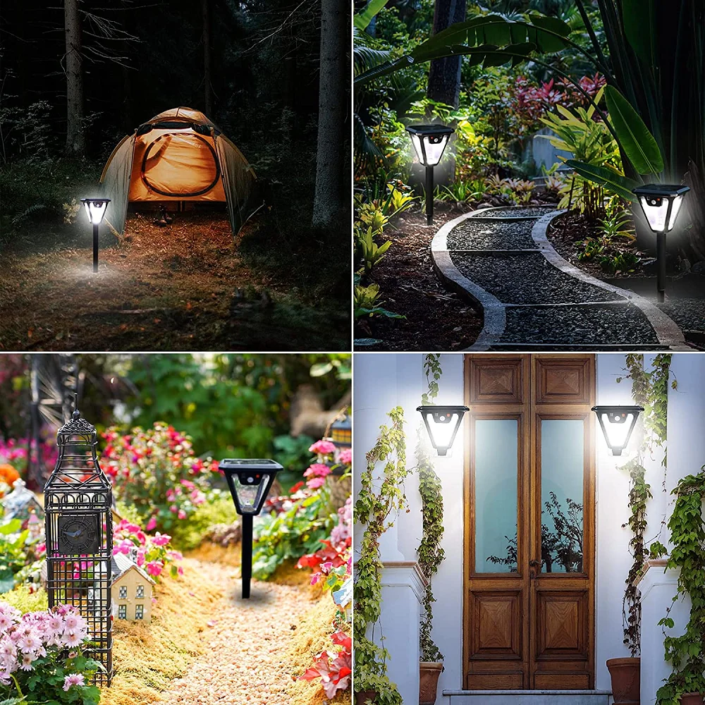 Outdoor Solar Powered Landscape Lights White 100 LEDs 360° Angle Illumination USB Charging Solar Motion Sensor Spotlights