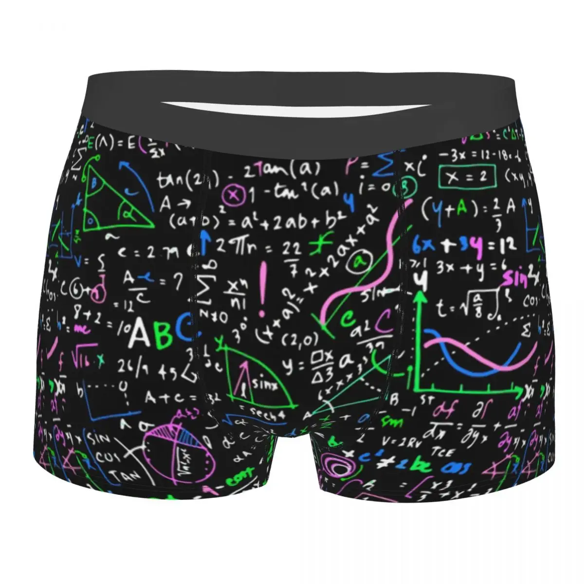 Men Math Mystery Underwear Equations Novelty Boxer Shorts Panties Homme Soft Underpants Plus Size