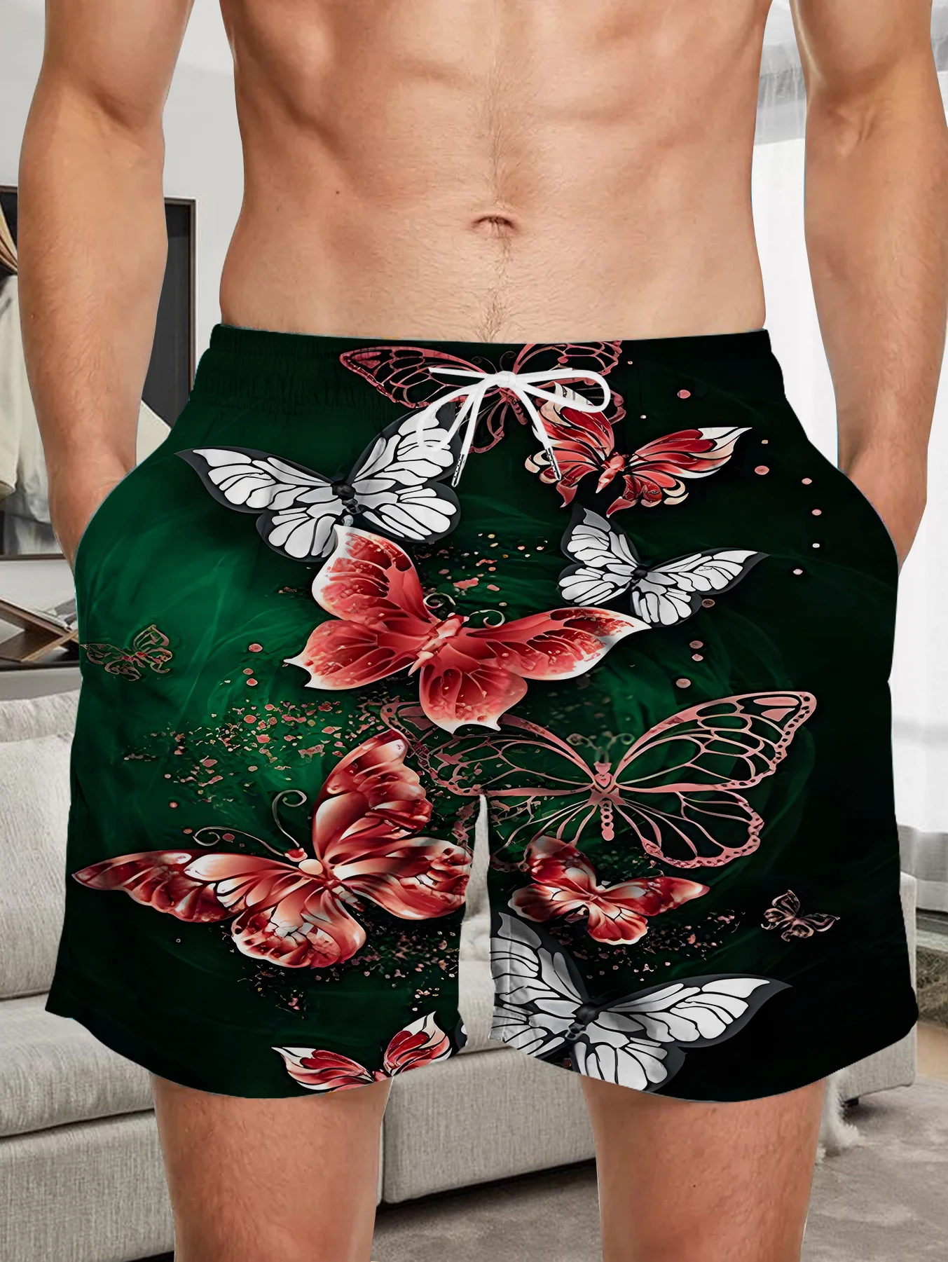 

Abstract Full Print Beach Shorts Men Digital Printed Quick Dry Polyester Bottoms