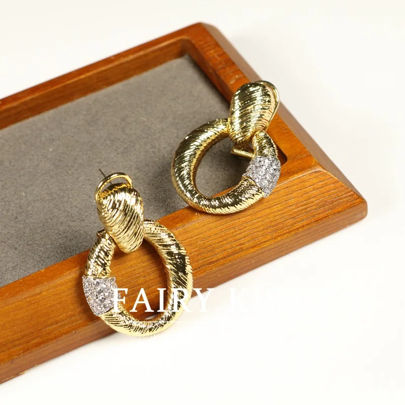 retro fashion stud earrings  diamonds personalized oval  earrings atmospheric  earrings S925 silver needle