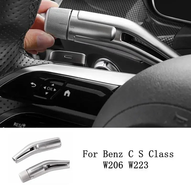 

For Mercedes Benz C S Class W206 W223 2021 2022 2023 Silver Shift Lever Wiper Rod Cover Trim Frame Car Stickers Interior Decals