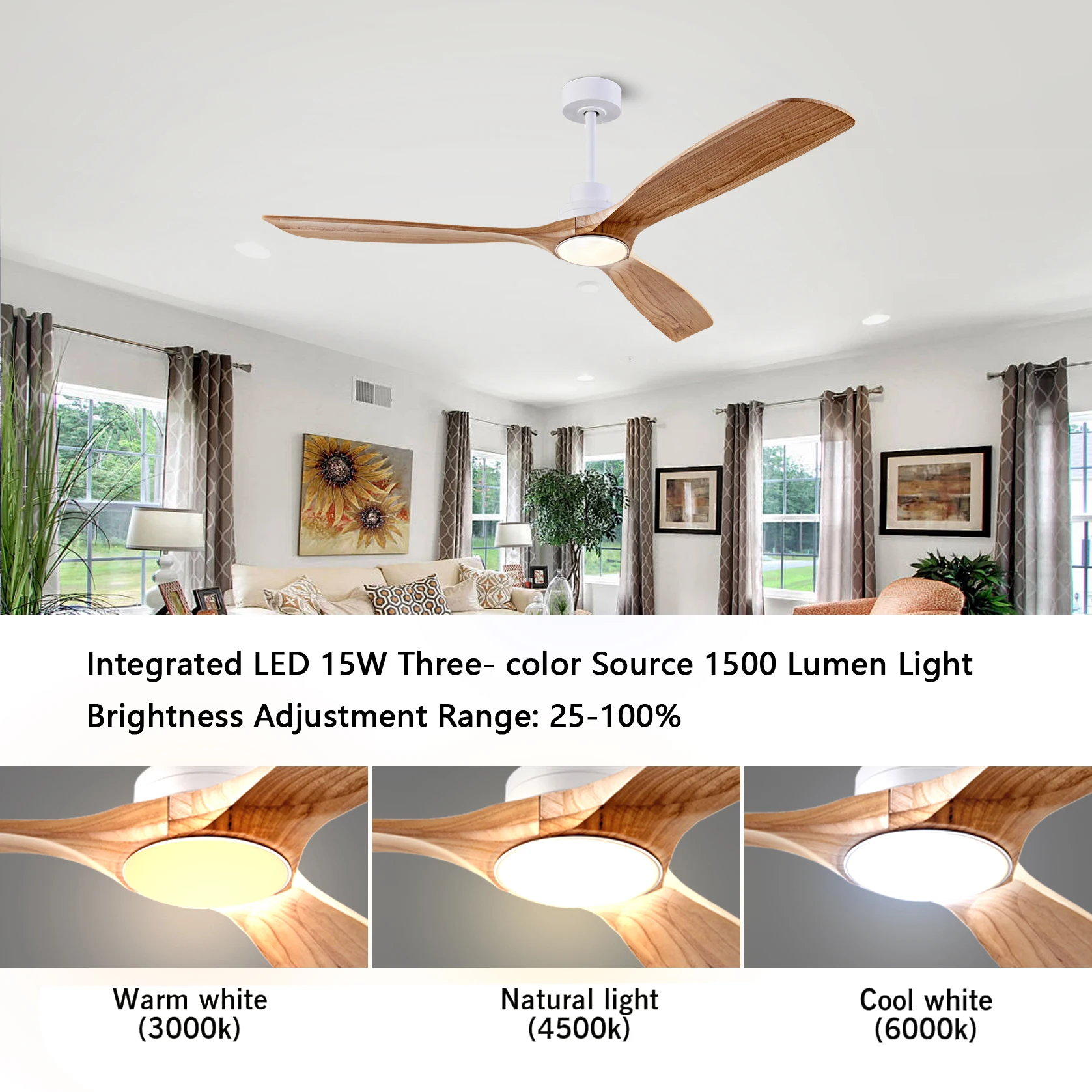 พัดลมเพดานไม้ธรรมชาติขนาดใหญ่  - Ceiling Fan Dc Motor 52 Inch บทวิจารณ์และราคา